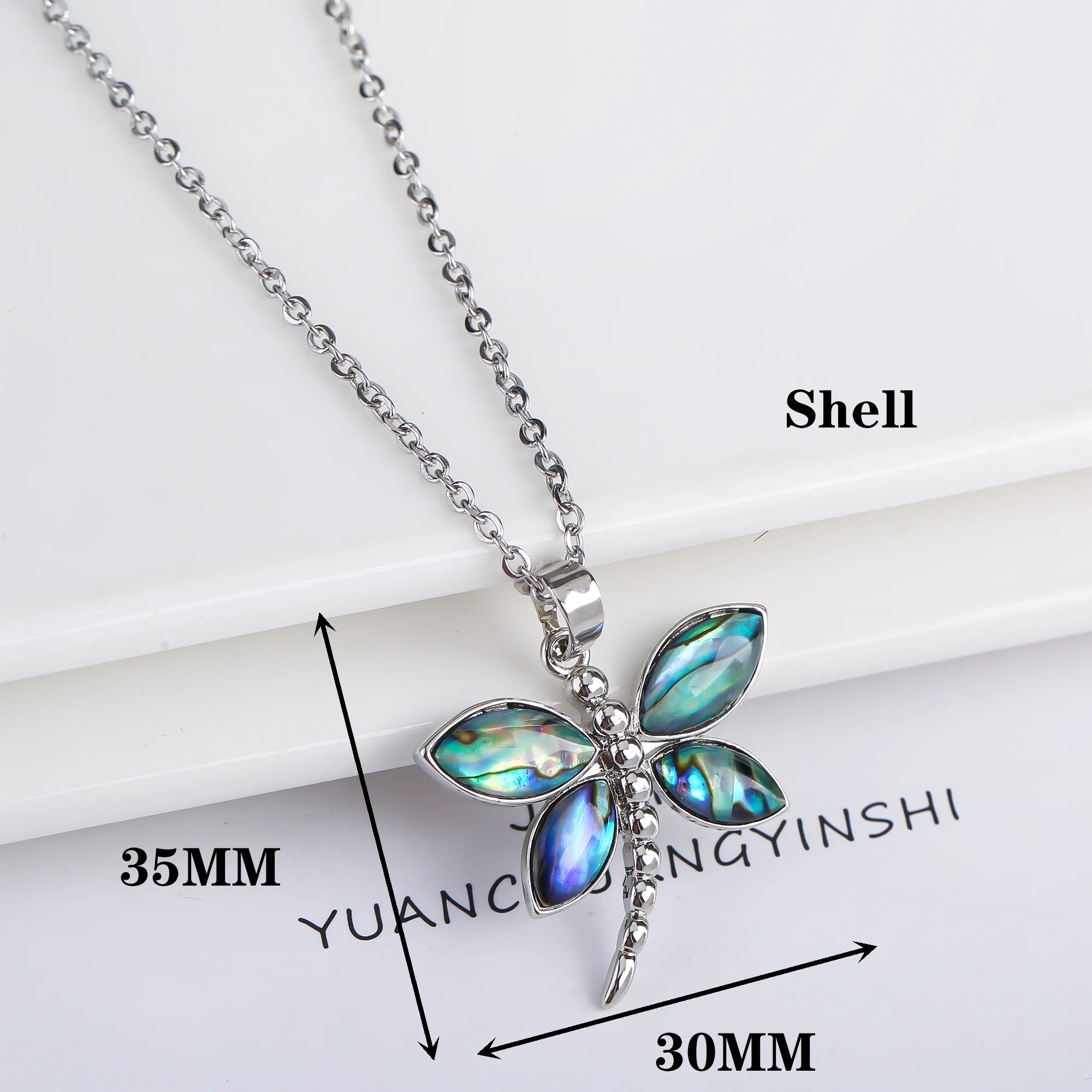 New Creative Natural Shell Design Insect Butterfly Dragonfly Pendant Necklace Personalized For Woman Party Vintage Jewelry Gift