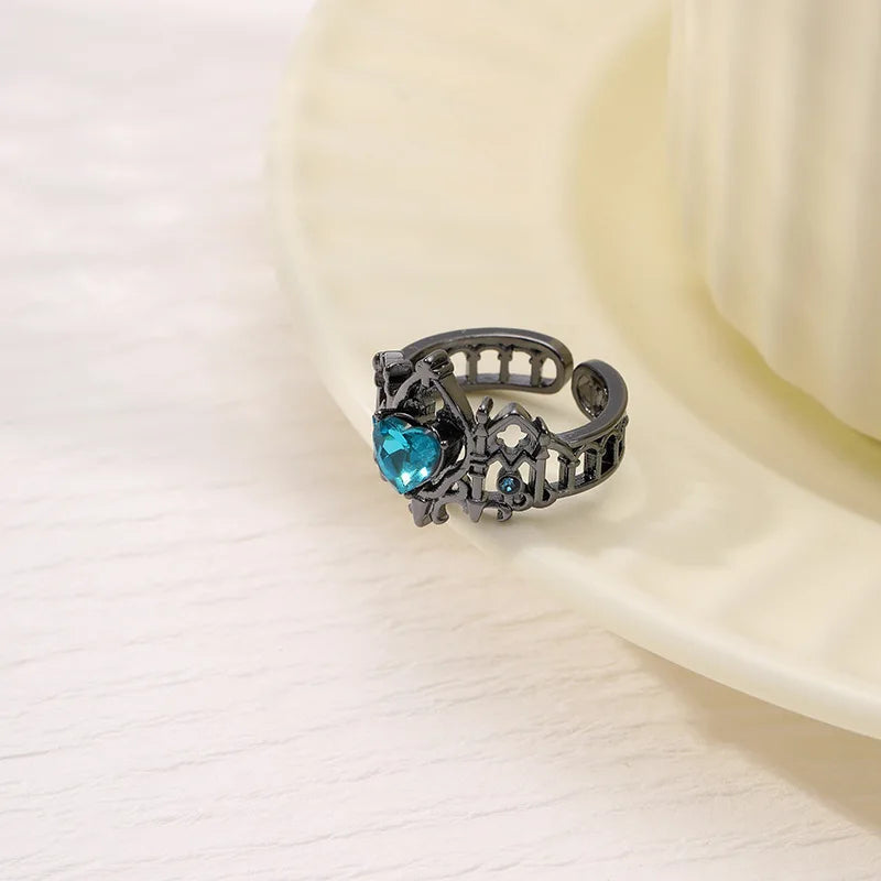 Gothic Cross Ring Heart-Shaped Ring Women's Special Fun Light Luxury French Medieval Men's Adjustable Rings In Multiple Colors