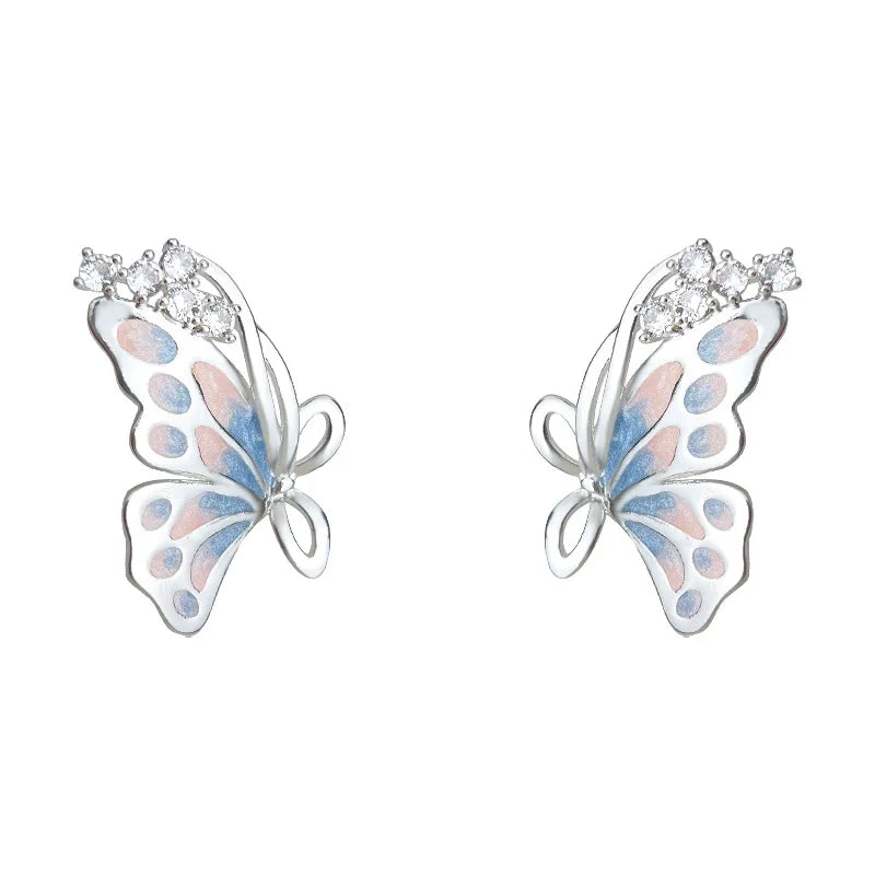 butterfly New Fashion Earrings Micro inlaid zircon Women's earrings colored metal Earrings for women versatile sexsy girls