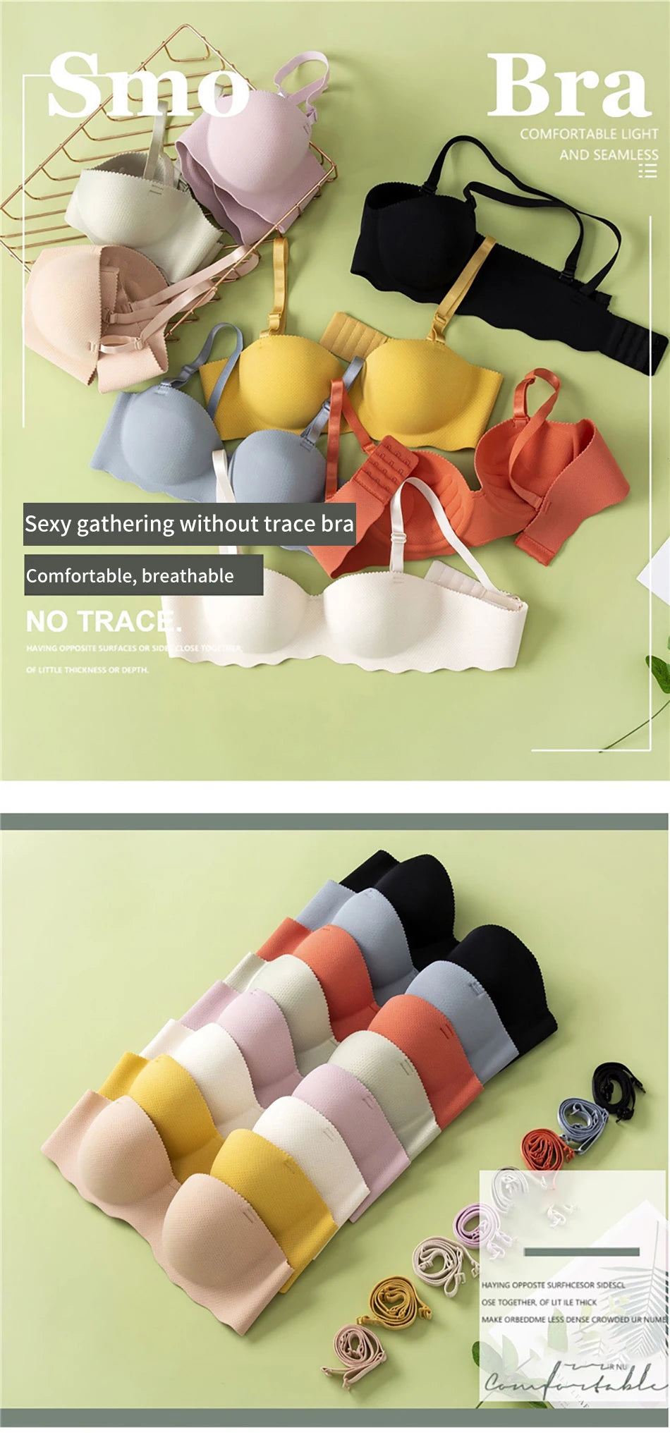Girls Seamless Bra - Comfort Breathable Removable Strap