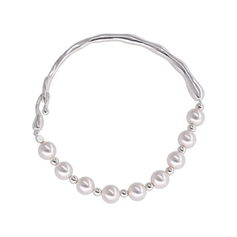VENTFILLE 925 Sterling Silver Double Layer Pearl Bracelet for Women Girl Design Bead Korean Jewelry Dropshipping