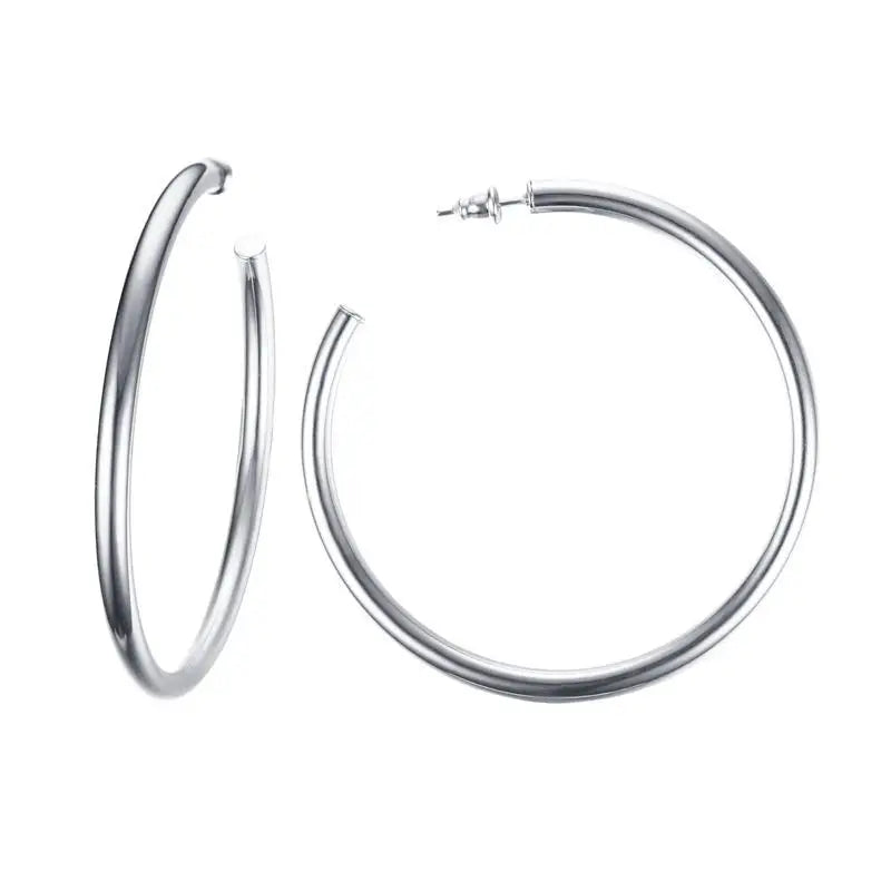 Waterproof Chunky Circle Hoop Earrings For Women, Gold Plated Stainless Steel Loop Earring 25/42/50/63mm