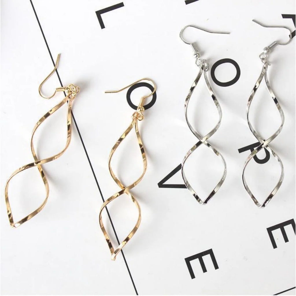 Fashion Simple Spiral Drop Earrings For Women Long Curved Wave Dangle Brincos Statement Wedding Party Jewelry