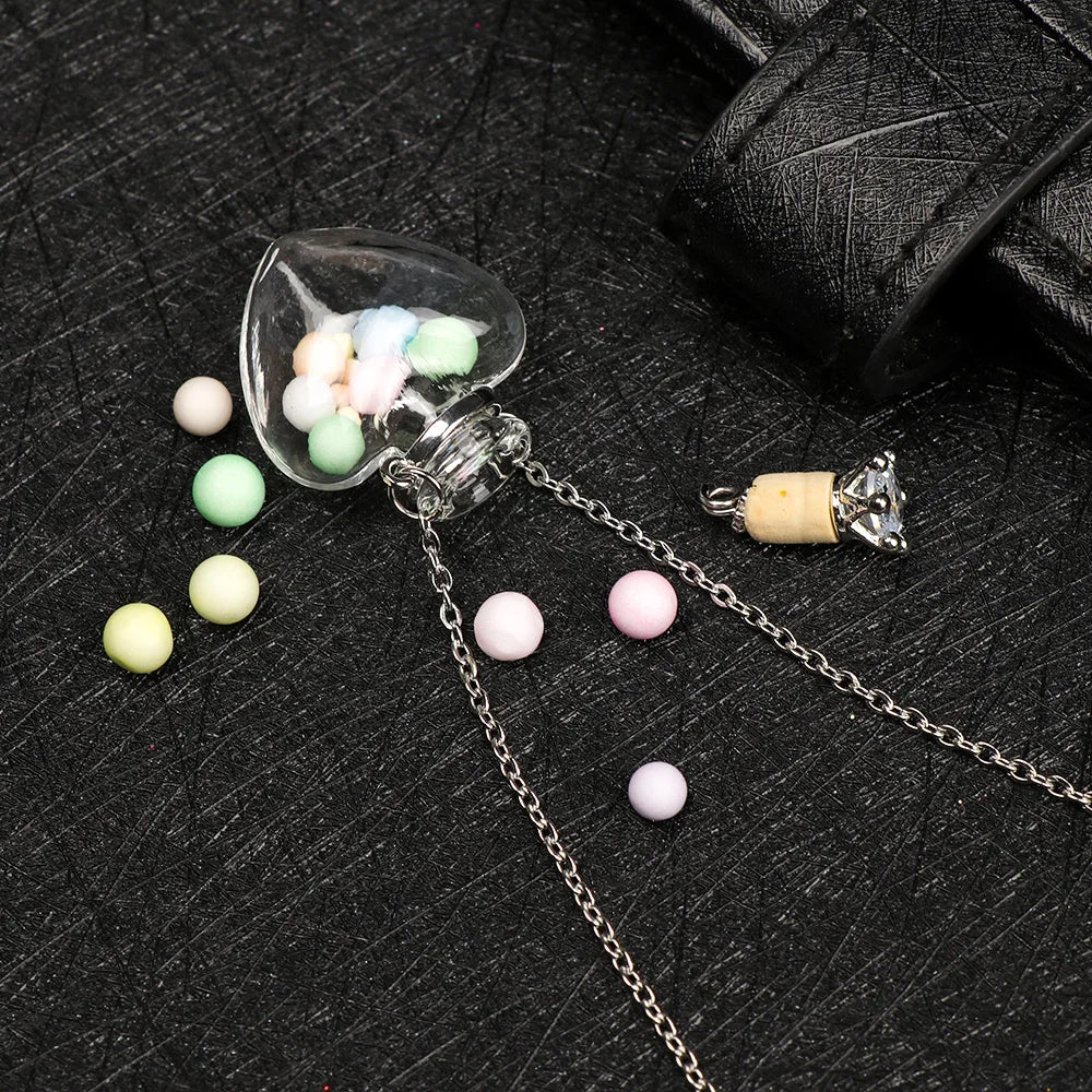 Openable Water Drop Heart Steel Chain Perfume Vial Necklace Wishing Bottle Pendant Essential Oil Diffuser Memorial Jewelry Gifts