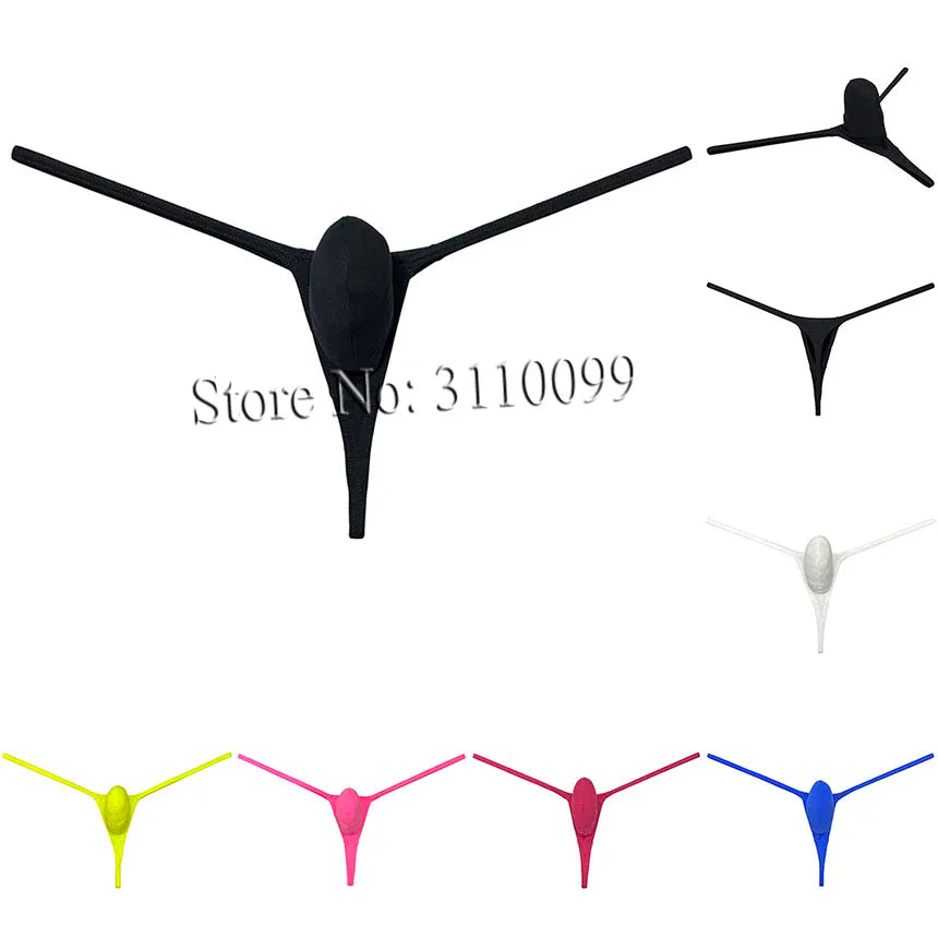 Men's Cotton Micro Thong Pouch String T-back Underwear Bikini Tanga Strap Trunks