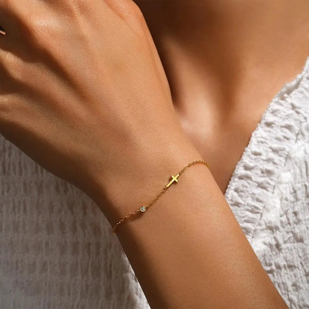 CANNER European American Style Eight-Pointed Star Zircon Bracelet S925 Sterling Silver Personality Simple Versatile Bracelet