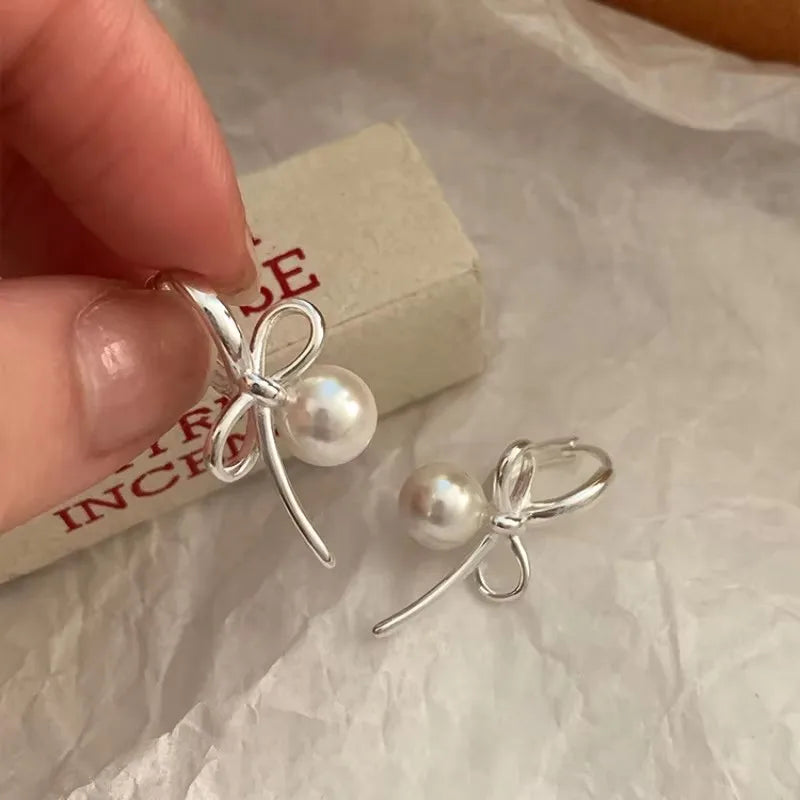 VENTFILLE 925 Sterling Silver Bow Knot Ear Clip for Women Girl Ribbon Design Ballet Style Sweet Jewelry Gift Dropshipping