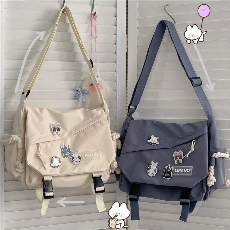 Shoulder Bag Large Capacity Crossbody Bag Retro Workwear Postman Bags for Women Nylon Handbags