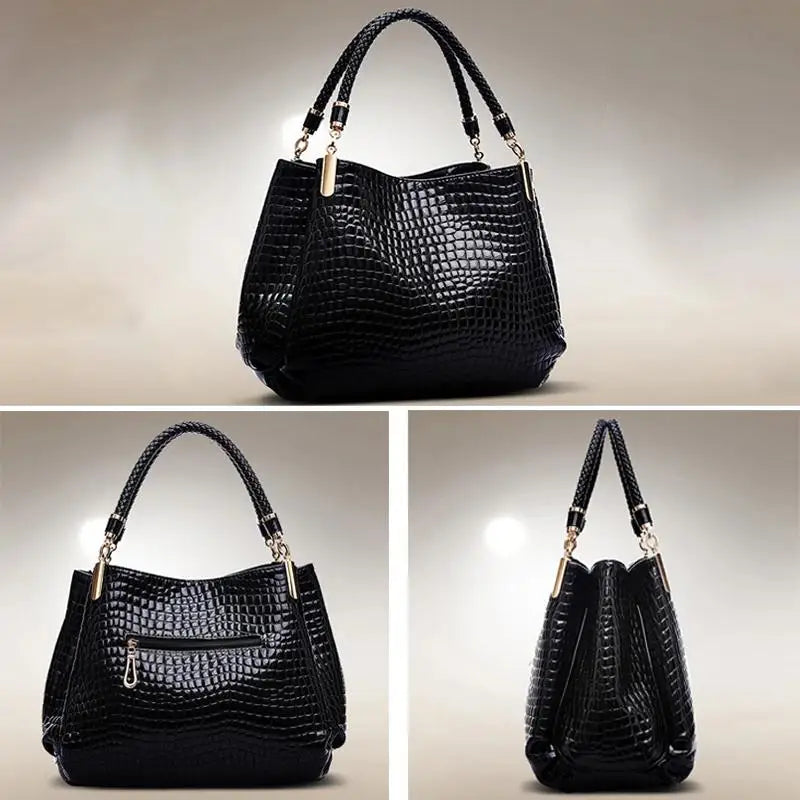 Crocodile Print Tote Bag - Large Capacity Daily Commute Shoulder Bag