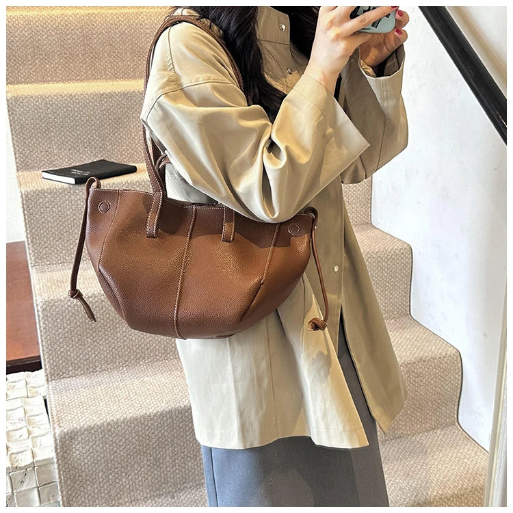High Quality PU Tote Bags Fashion Solid Hasp Simple Versatile Sense of Luxury Shoulder and Handbags for Women 2024 New Style