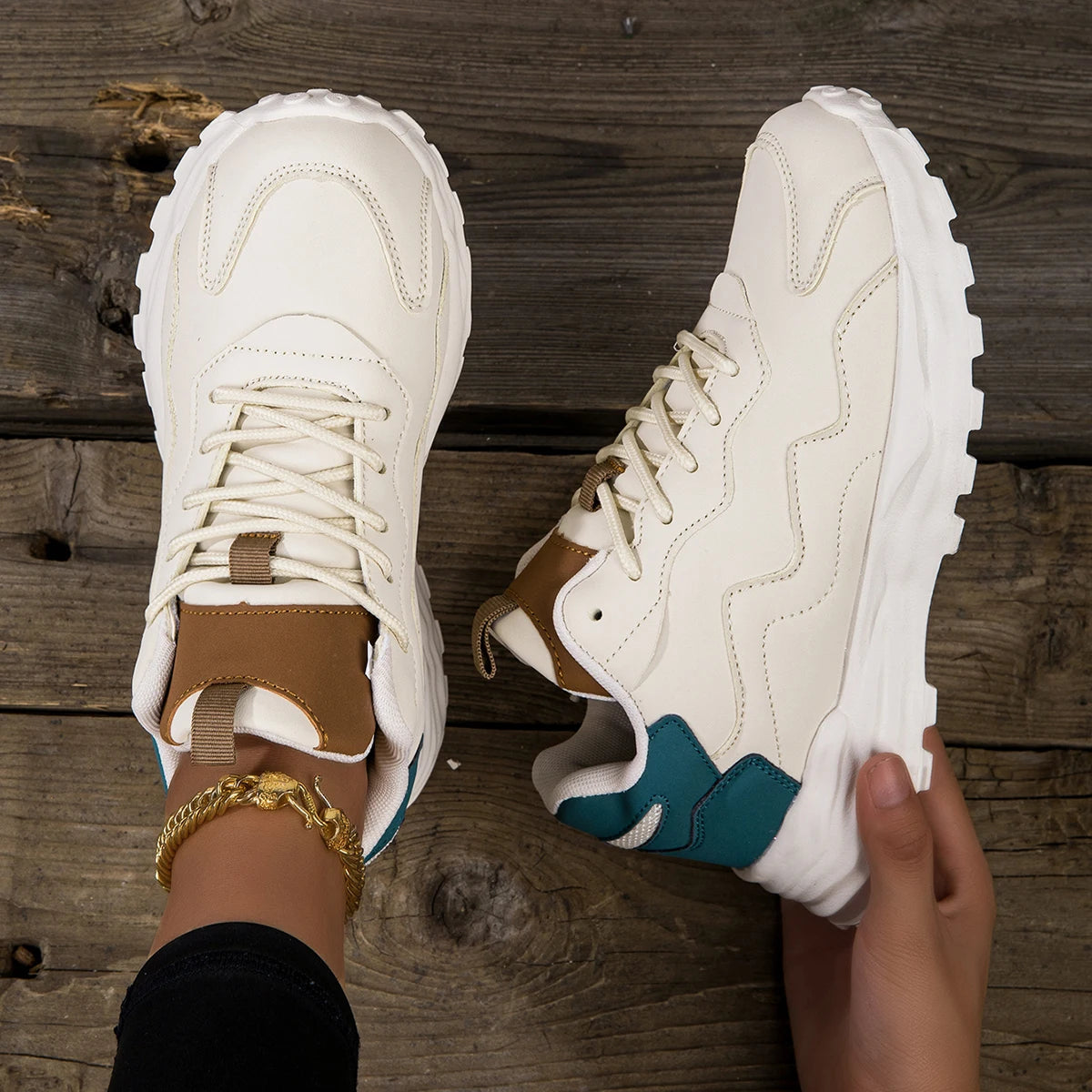 Fashion Women's Vulcanize Platform Sneakers - Mesh Breathable Chunky Sports Shoes