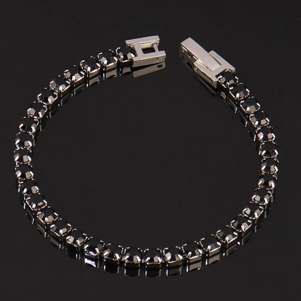 316L 4mm Stainless Steel Bracelet For Women Men's Hip Hop Tennis Chain Bracelets Luxury Color Crystal Zircon Bracelet Jewelry