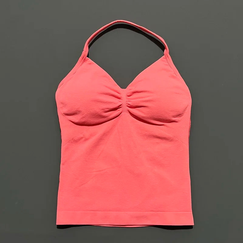 HISTELLO Impact Sports Bra - Longline Strappy Yoga Tank Top