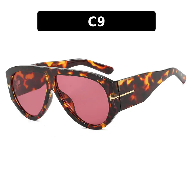 Vintage Oval Large Frame Sunglasses - Trendy Street Style UV400 Women