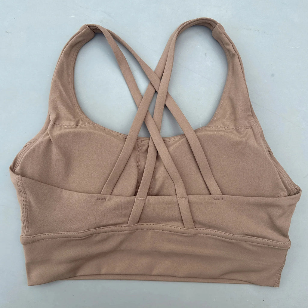 Solid Color Cross Fitness Bra - High Strength Yoga Sport Top