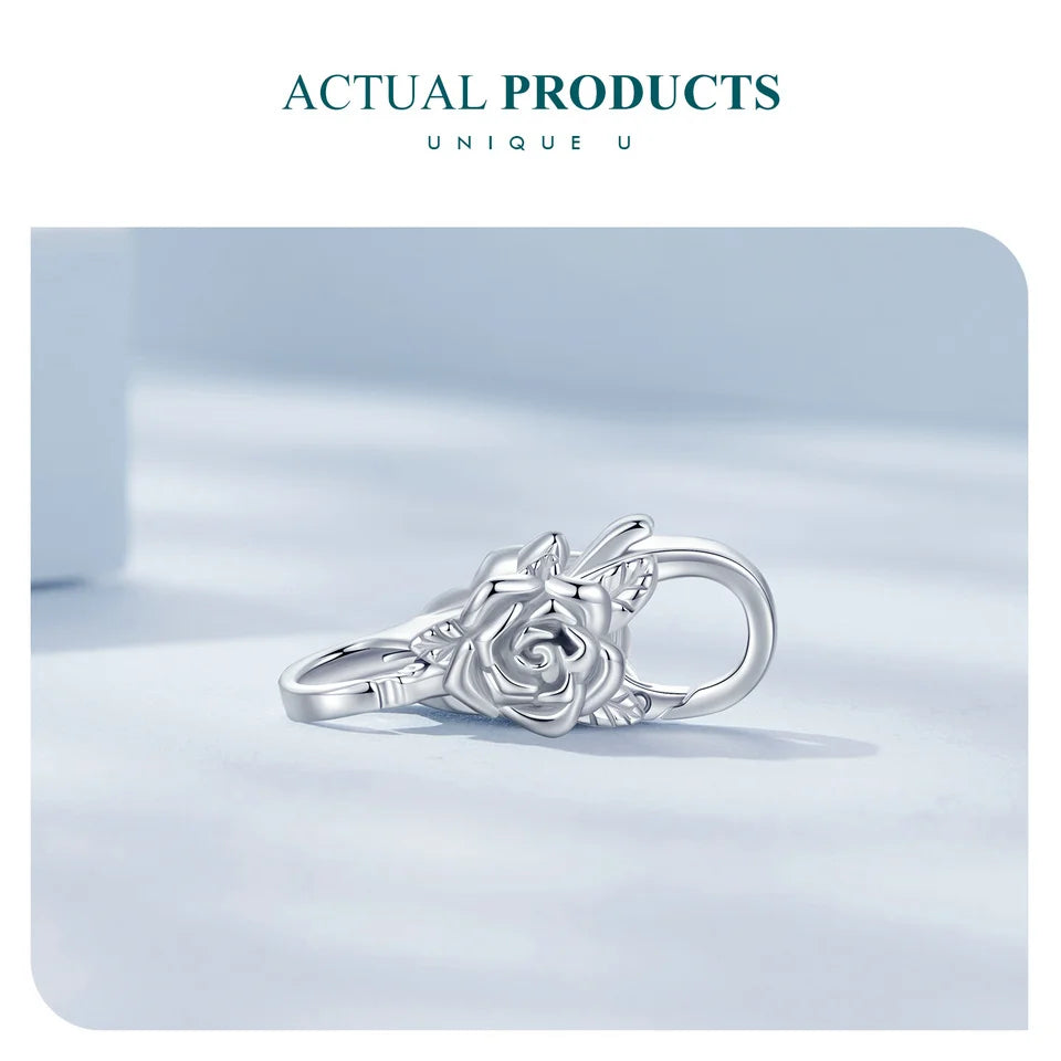 WOSTU Real 925 Sterling Silver Basic Snake Bangle Bracelet Butterfly Flower Closure Buckle For DIY Charms Bead Jewelry Make Gift