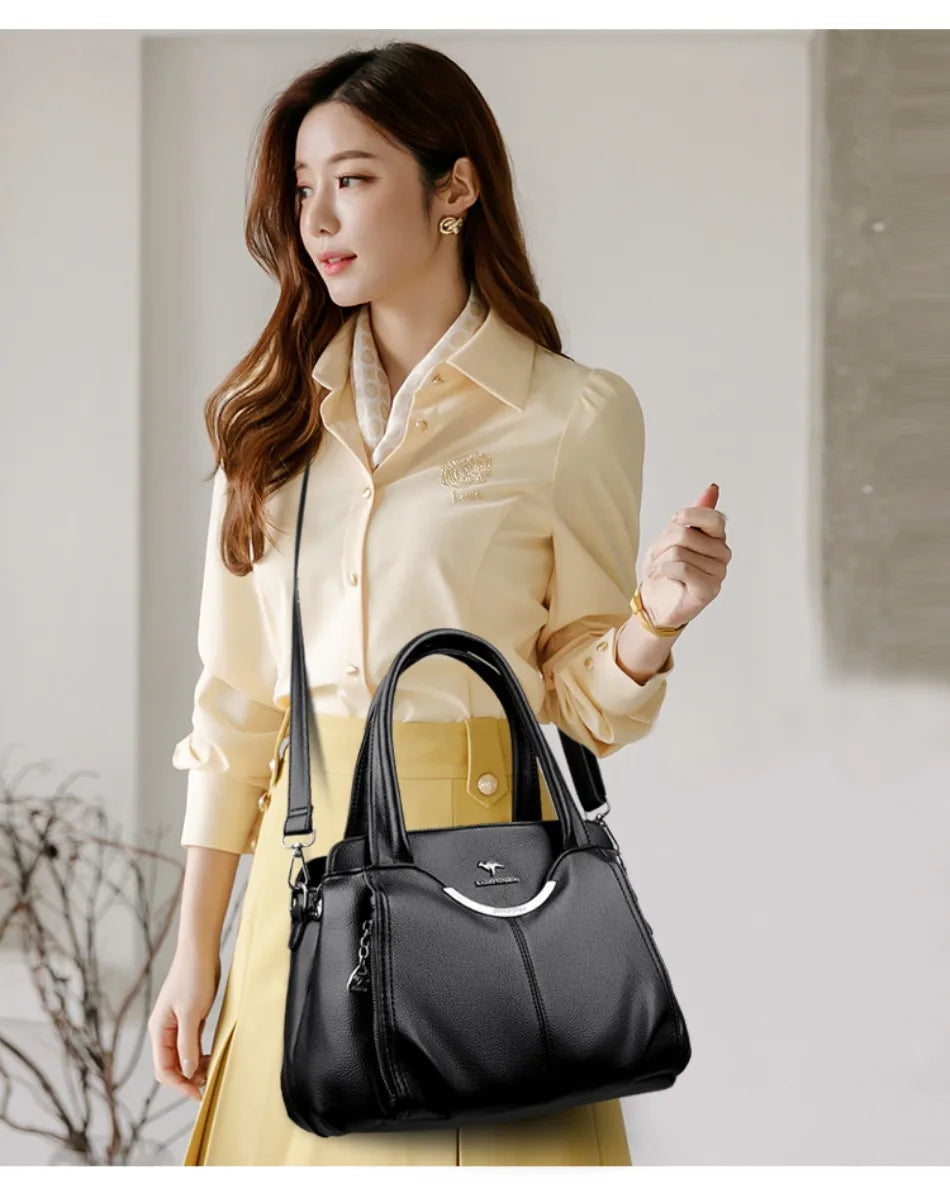Luxury Soft Leather Handbag - Designer Crossbody Tote Bag 2024