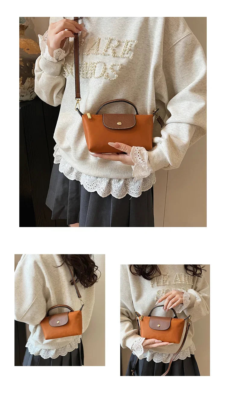 Retro Fashion Nylon Dumpling Bag Women's Crossbody Handbag Soft Polyester Lining Zipper Closure Shoulder Bag Handbag