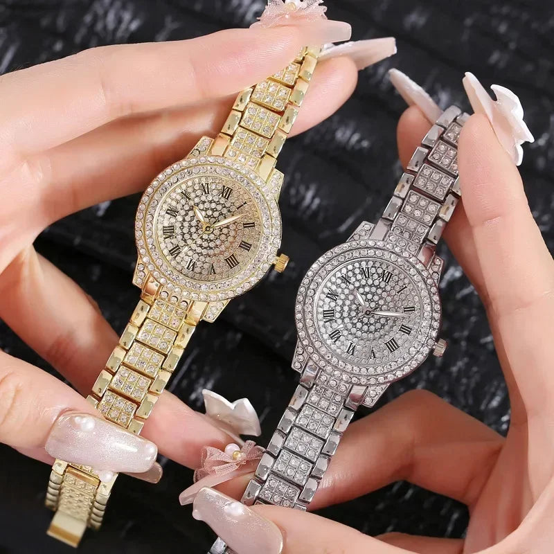 Luxury Rhinestone Watch Women - Sparkling Quartz Stainless Steel Gift