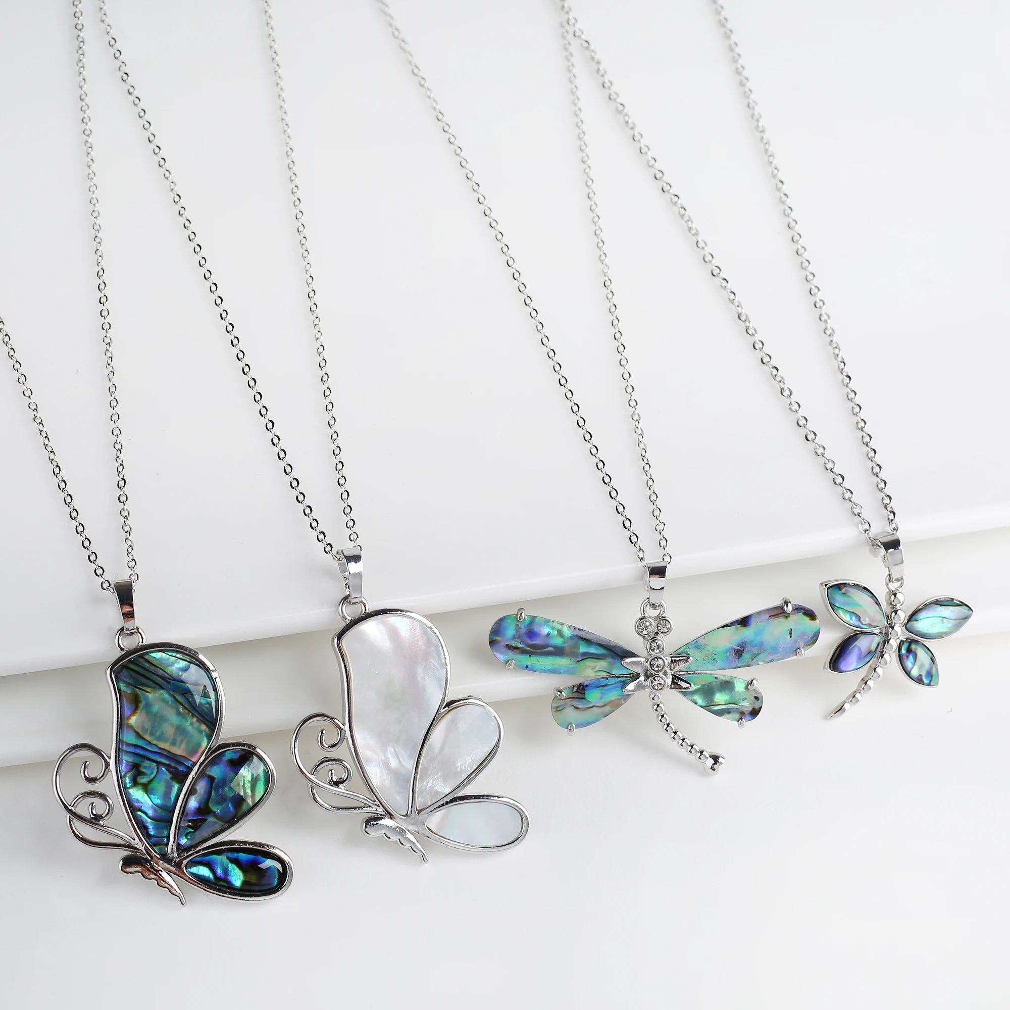 New Creative Natural Shell Design Insect Butterfly Dragonfly Pendant Necklace Personalized For Woman Party Vintage Jewelry Gift
