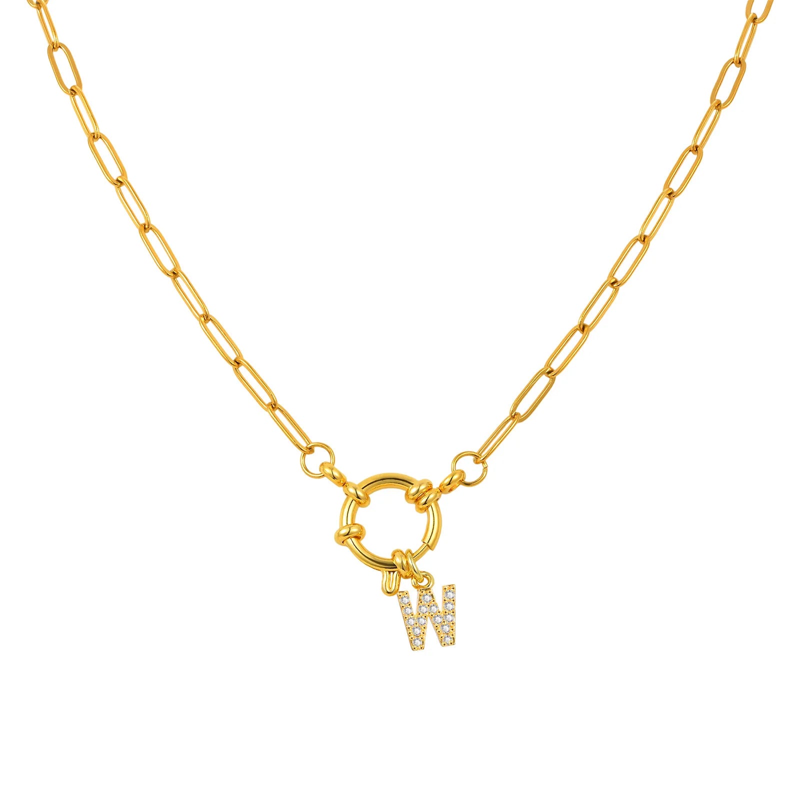 Vnox Women's Trendy Letters Necklaces With CZ Zircon, Stainless Steel 18K Gold Plated Pendant, Fashion Charm A-Z Accessories