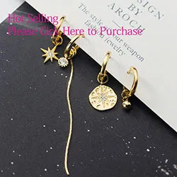VENTFILLE 925 Sterling Silver CZ Star Moon Asymmetric Hoop Earrings for Women Girls Gold Silver Color Party Jewelry Gifts