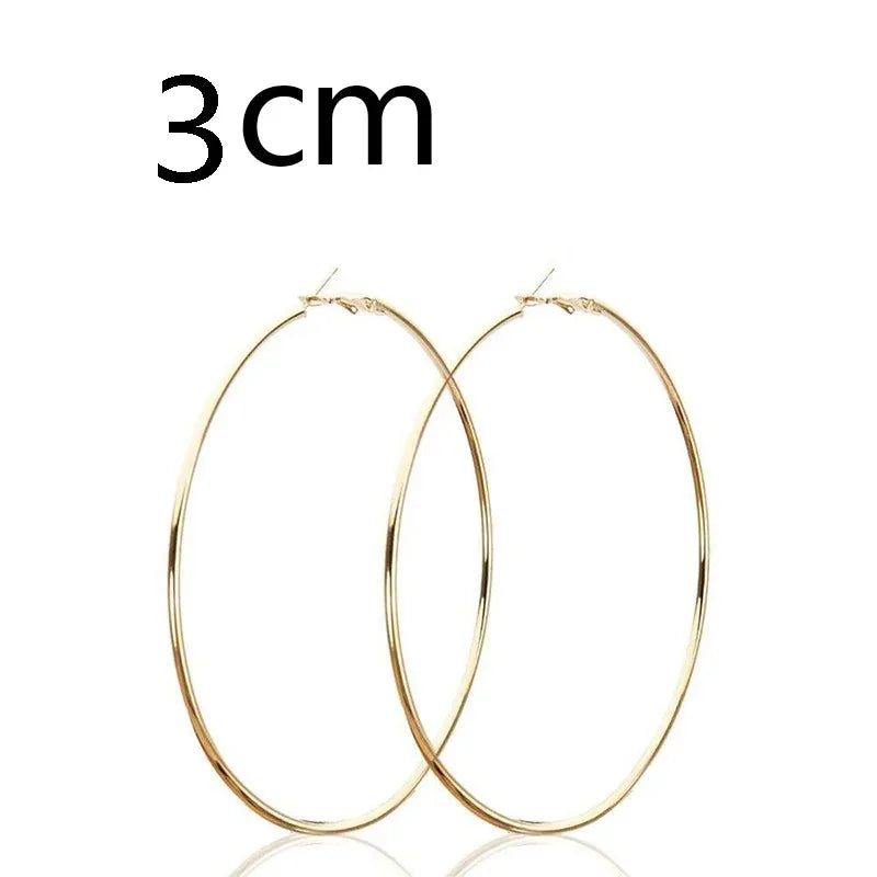 2pcs 30-100mm Small Big Circle Hoop Earrings for Women Men, Stainless Steel Ear Ring Fashion Jewelry Gift Nightclub DJ