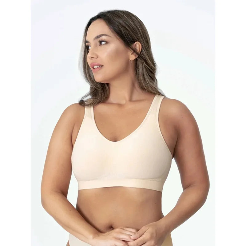 Women Daily Comfort Wireless Bra - Silk Decoration Removable Pad