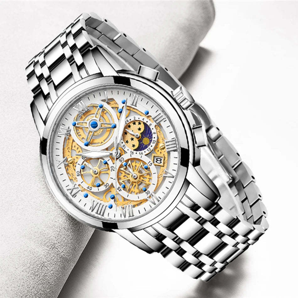 LIGE 2024 Gold Women Watch - Waterproof Sport Quartz Chronograph