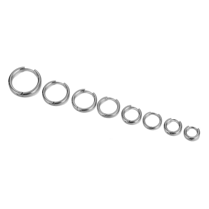 4Pairs Stainless Steel Solid Round Rings Huggies Earrings Set for Women Men Stackable Gold Plated Tiny Ear Cartilage Hoops