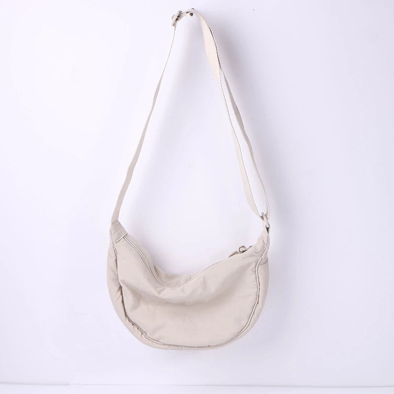 Women Half Moon Shape Crossbody Chest Bag Casual Nylon Shoulder Bag Female Large Capacity Tote Solid Lady Travel Shopper Handbag