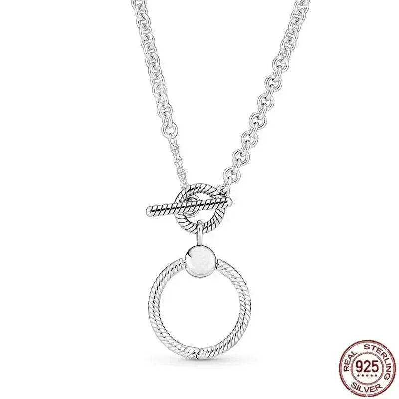 Christmas Birthday Surprise Gifts 925 Sterling Silver Exquisite Shiny Round Heart-shaped Necklace Classic Charm Women's Jewelry