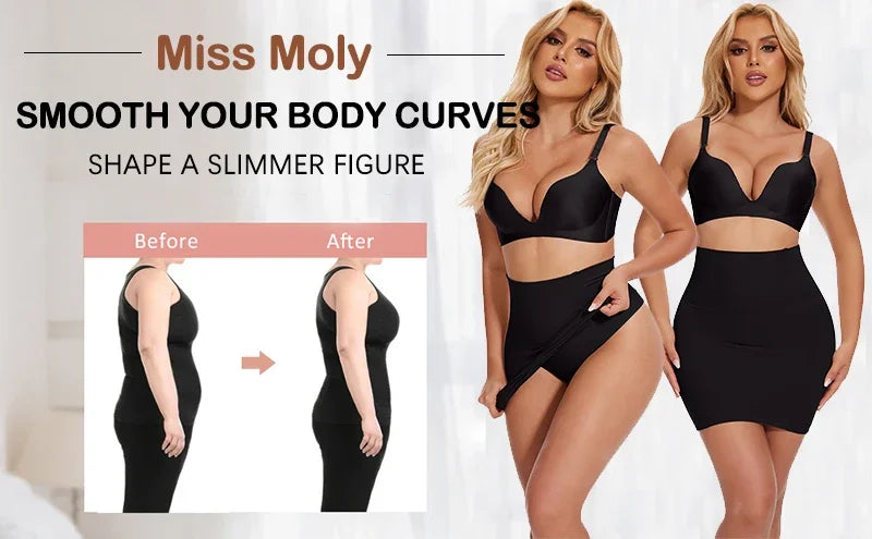 Half Slip Shapewear for Women Under Dresses Built-in Panties High Waist Tummy Control Slips Skirts Butt Lifter Body Shaper Dress