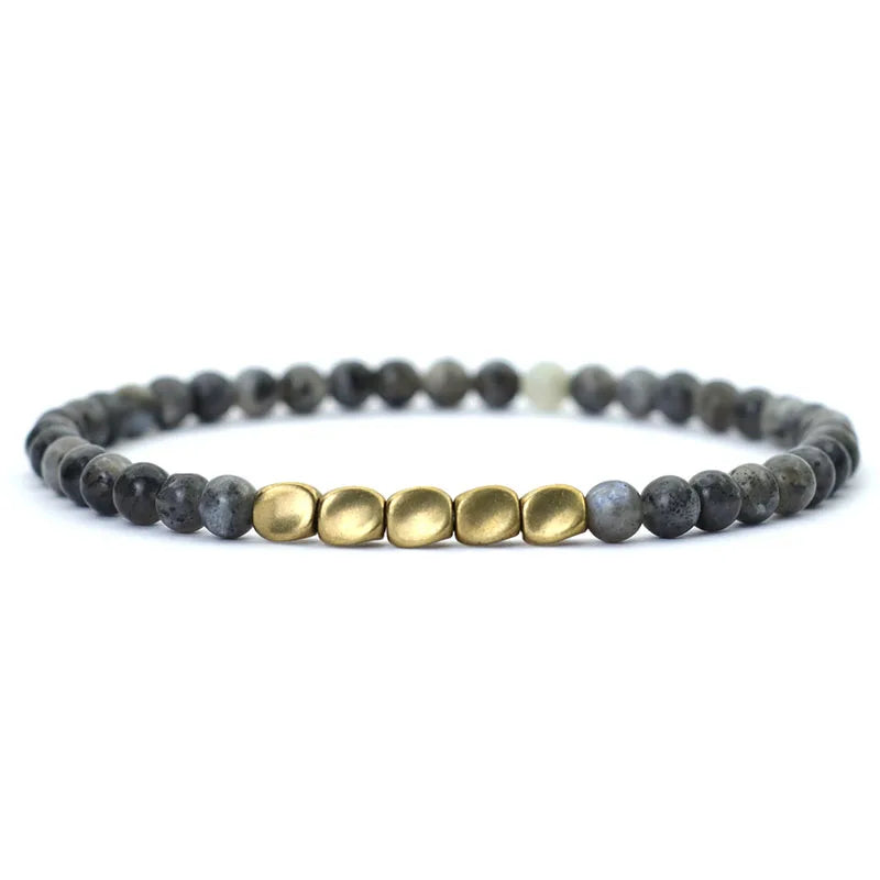 New Men 4mm Bracelet Irregular Copper Beads Strand Braclet Minimalist Black Onyx Stone Braslet Pulsera Hombre Gift For Him Joias