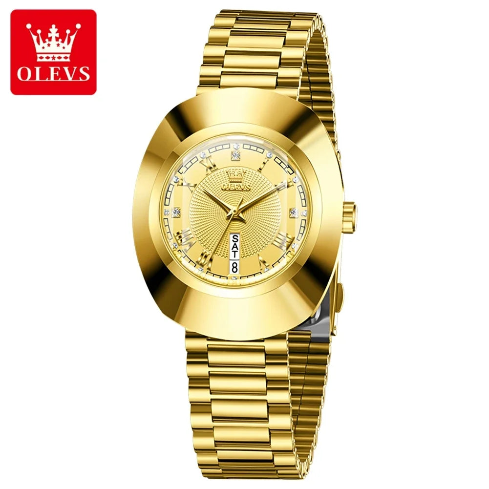 OLEVS Top Luxury Brand Ladies' Watch Elegant Fashion Gold Stainless Steel Women's Watches Calendar Waterproof Quartz Wristwatch