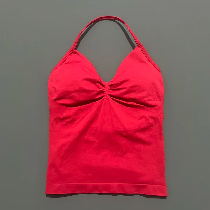 HISTELLO Impact Sports Bra - Longline Strappy Yoga Tank Top