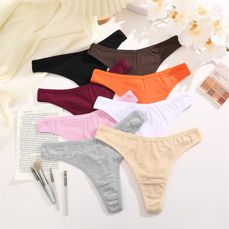 3Pcs/Set Seamless Thong Cotton Women Thin Strap Low Waist High Flexibility Panty Sexy Underwear Ladies Briefs T-back Soft Women