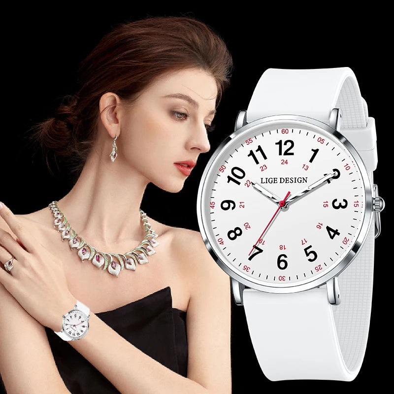 LIGE Fashion Elegant Watch - Candy Color Silicone Luminous Waterproof