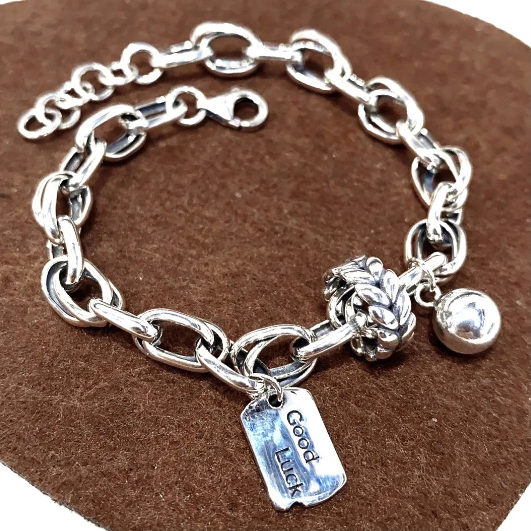 925 Sterling Silver Bracelet Geometric Cube Circle Punk Asymmetric Beaded For Woman Girl Fashion Jewelry Gift Dropship Wholesale