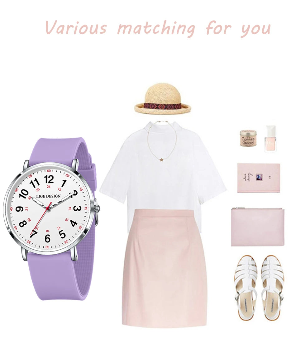 LIGE Fashion Elegant Watch - Candy Color Silicone Luminous Waterproof
