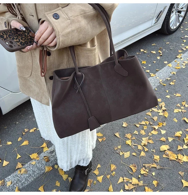 Faux Suede Solid Color High Quality Fashionable Versatile Handbag 2025 Women's Product Hot Selling  Large Capacity Shoulder Bag