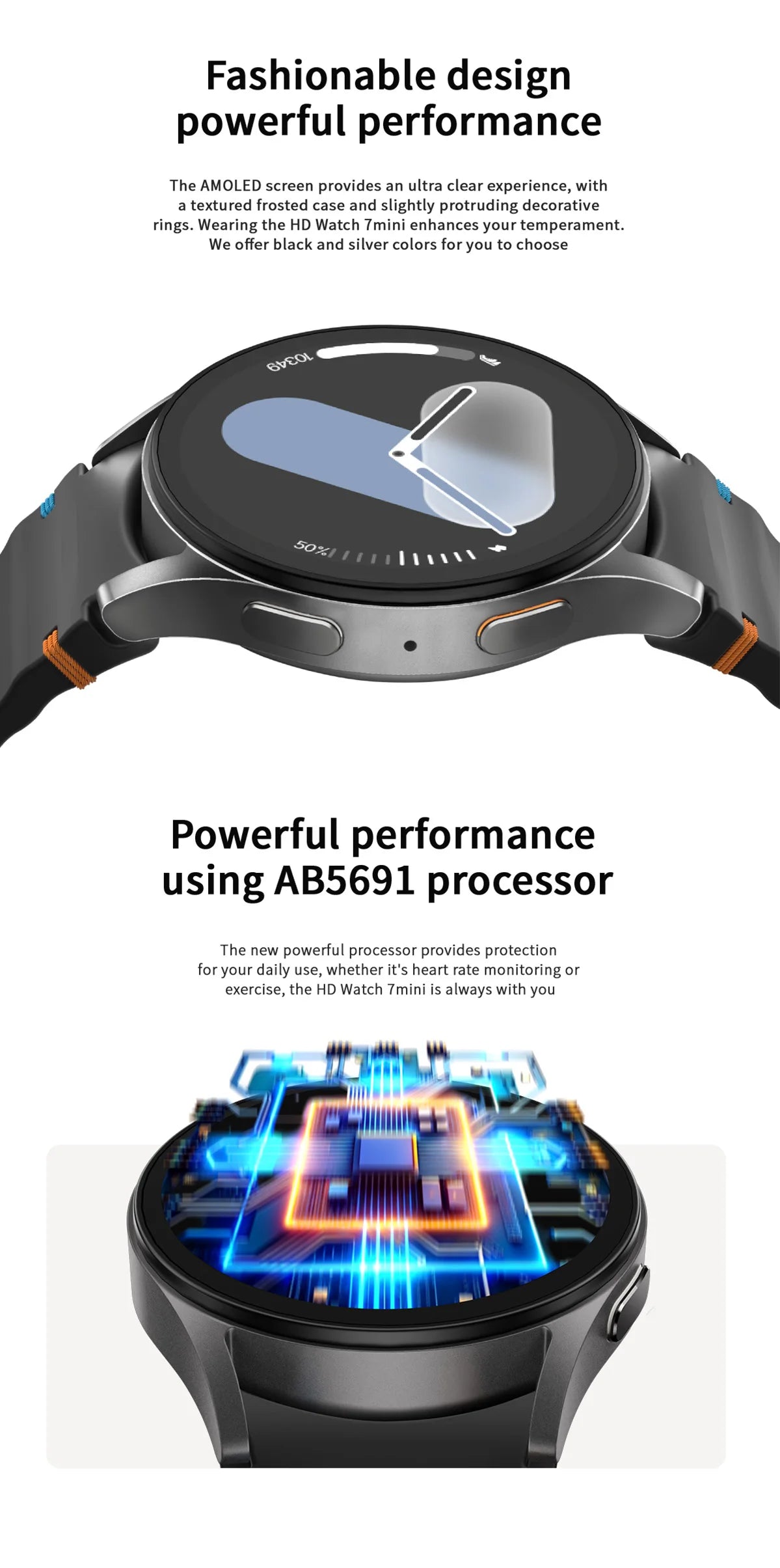Watch 7 Mini NFC GPS Smart Watch - AMOLED Health Sport Bluetooth