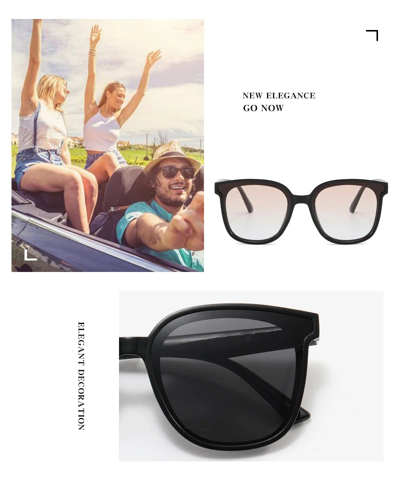 Large Frame Black Face Trimming Sunglasses - Outdoor Travel UV400