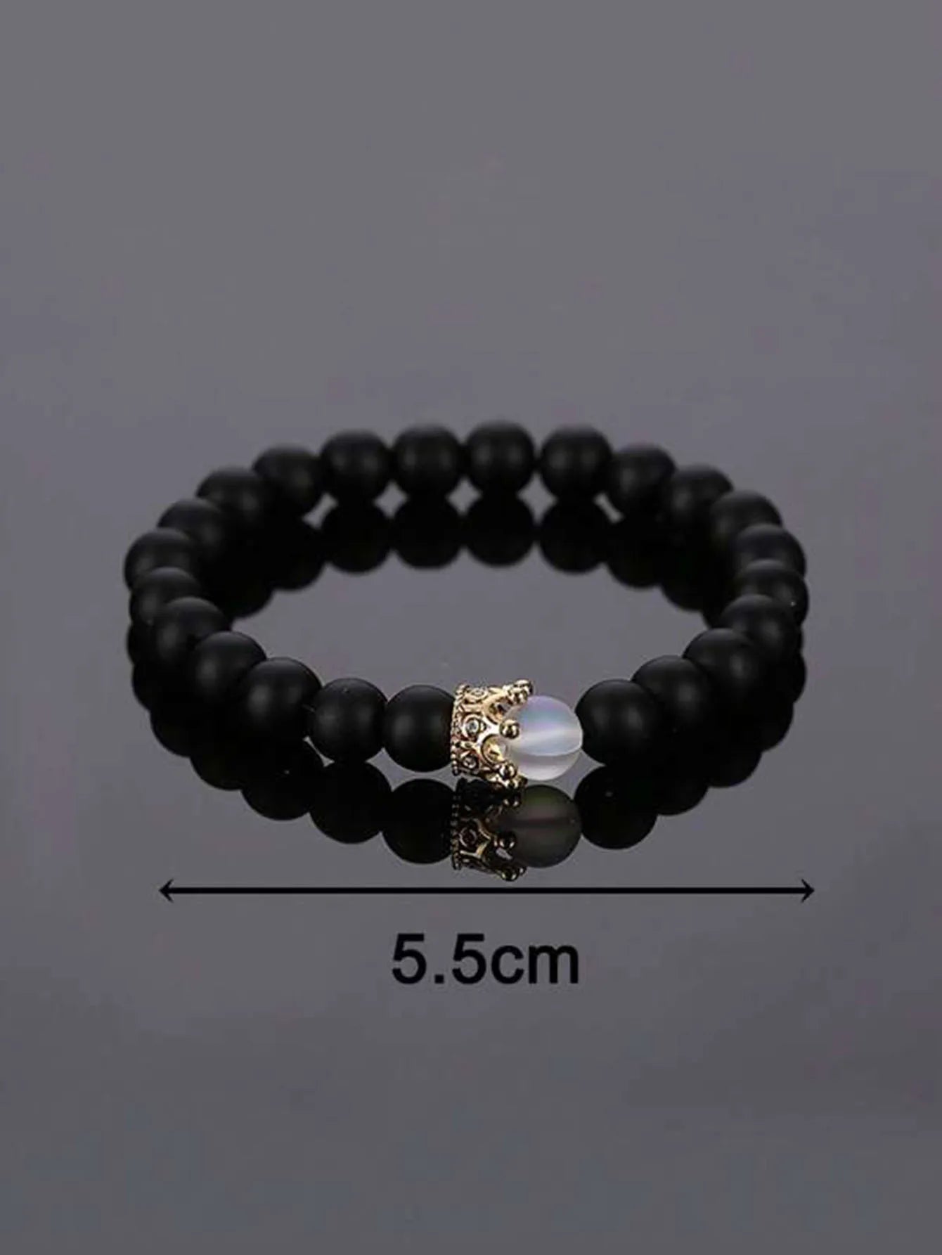 2pcs/Set Natural Stone Dumbbell Beaded Bracelet Black Beads Fitness Fit Life Prayer Bracelets Bangles Barbell Men Jewelry