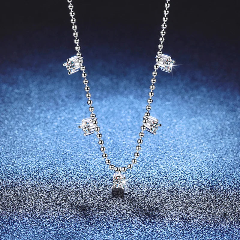 PT950 Platinum Inlaid 1.5 Carat D-color Moissanite Pendant, Starry Sky Collarbone Chain, Women's Necklace, PT950 Imprint