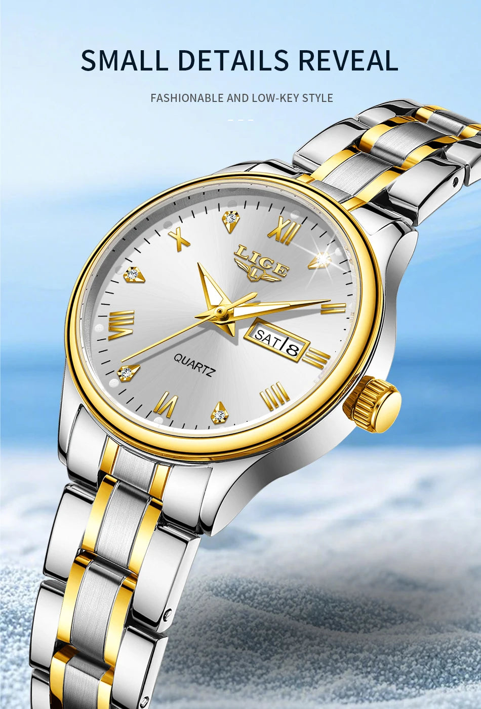 LIGE Women Wrist Watch Original Watches for Ladies Waterproof Stainless Steel Luxury Quartz Woman Wristwatch Diamond Dial Clock