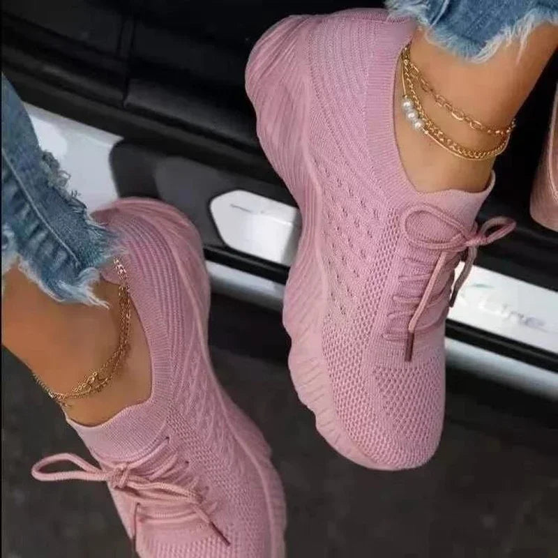 Women's Mesh Breathable Casual Sneakers - Plus Size Platform Vulcanized Shoes