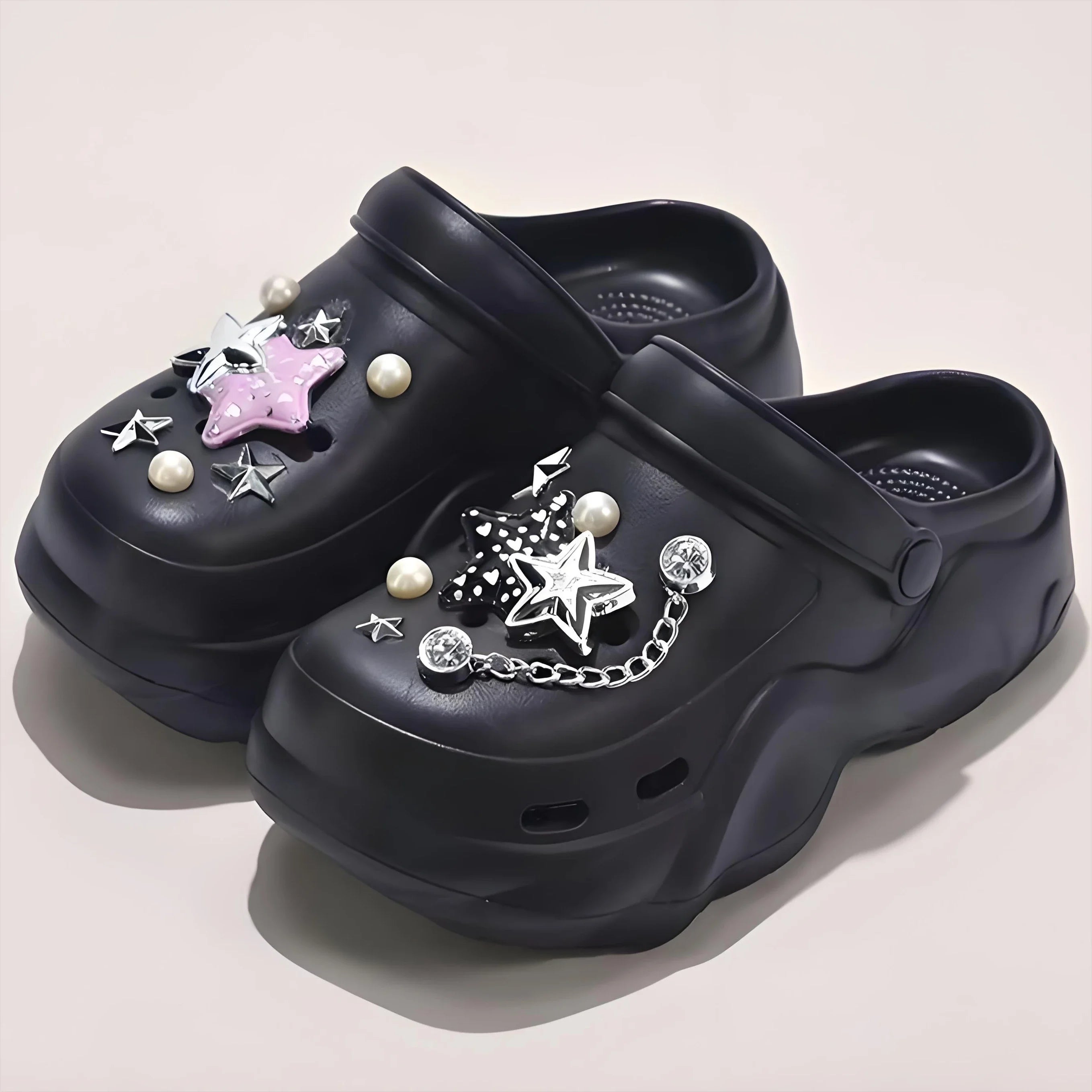 Women's DIY Silver Butterfly-Knot Clogs - Multi-Season Fashion Garden Shoes