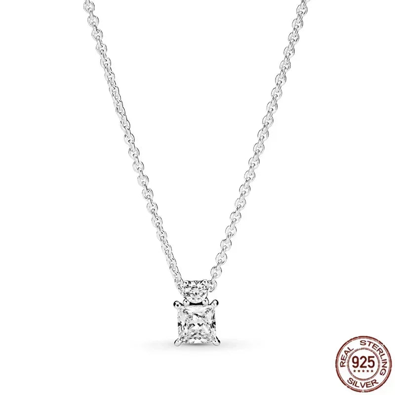 Christmas Birthday Surprise Gifts 925 Sterling Silver Exquisite Shiny Round Heart-shaped Necklace Classic Charm Women's Jewelry