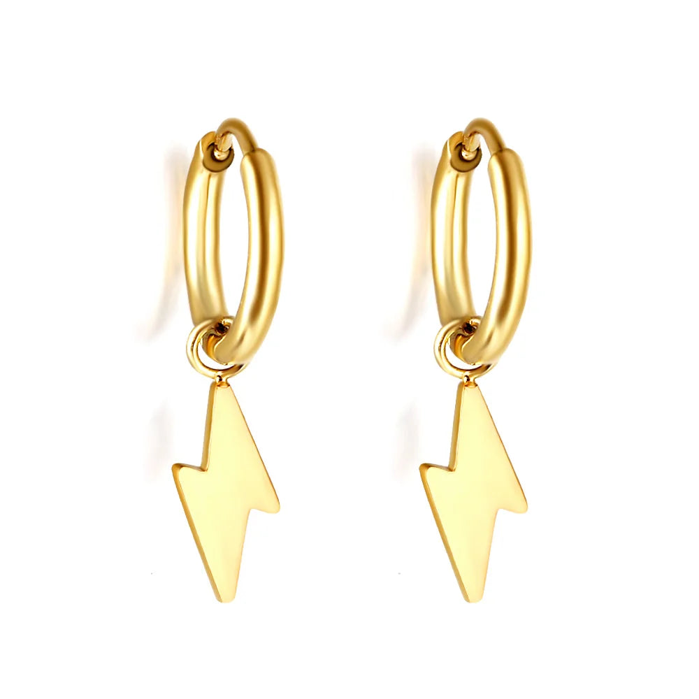 LUXUKISSKIDS Punk Smile Face Gold/Steel Color Drop Earrings Simple Hiphop Round Pendients Fashion Clips For Man/Woman/Girls